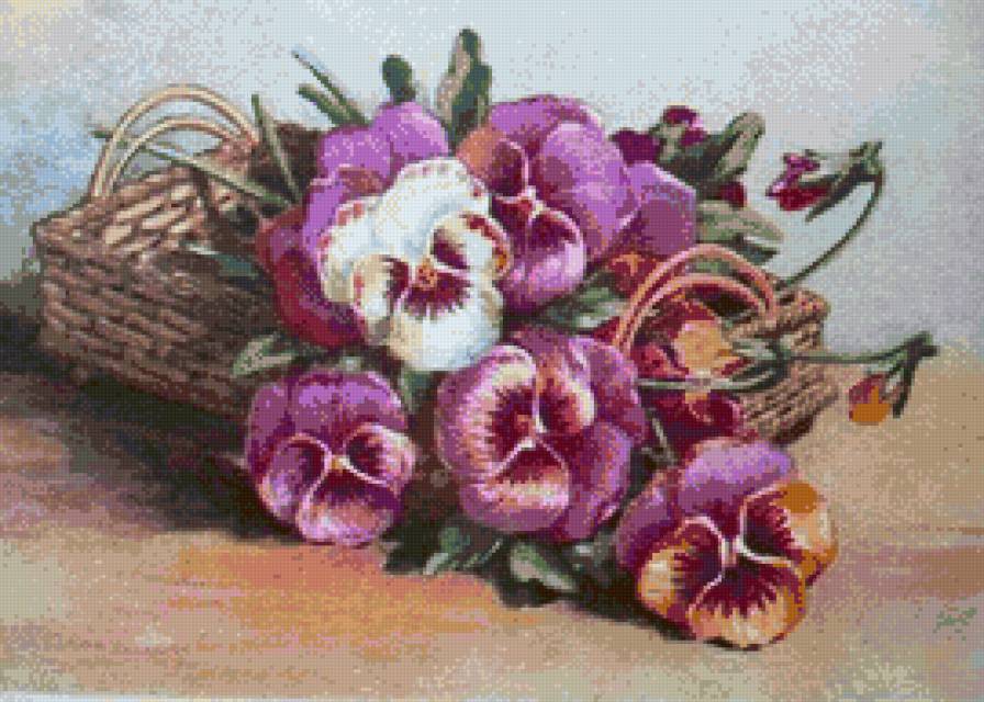 виола в корзинке - цветы - предпросмотр