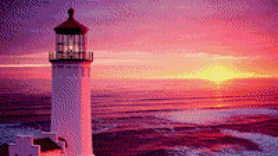 маяк на пляже - море маяк небо пляж закат - предпросмотр