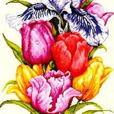 Оригинал схемы вышивки «ирис и тюльпаны» (№1072577)