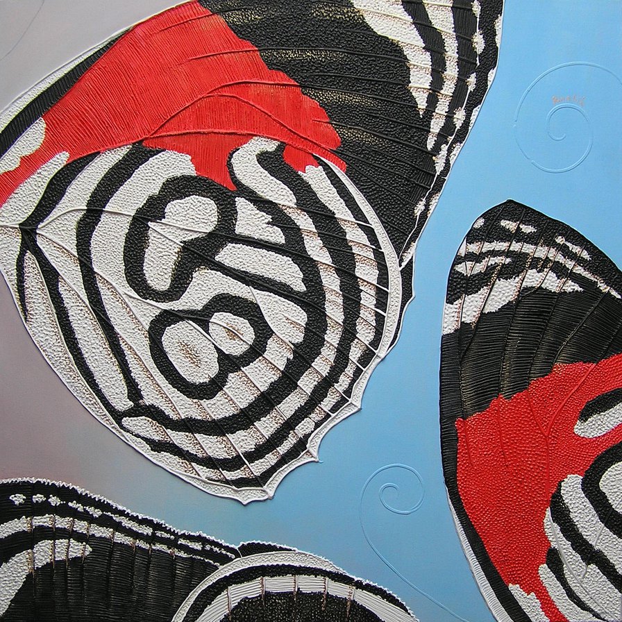 Бабочки на стене - бабочки, черно-белый, монохром - оригинал