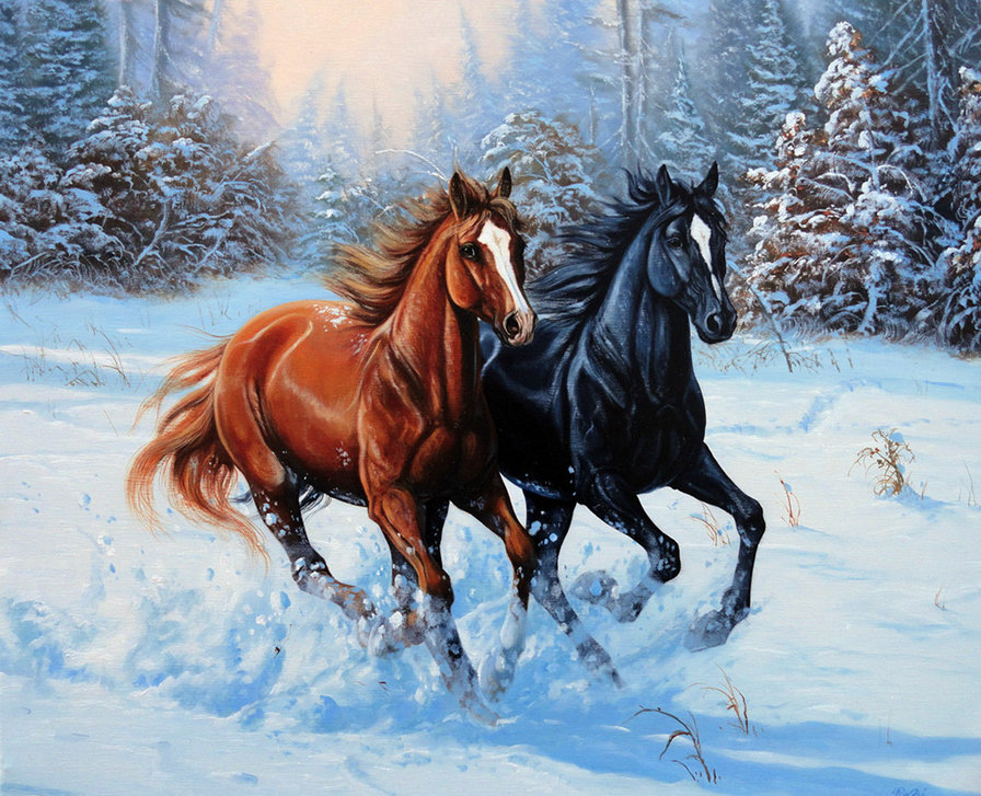 лошади зимой - оригинал