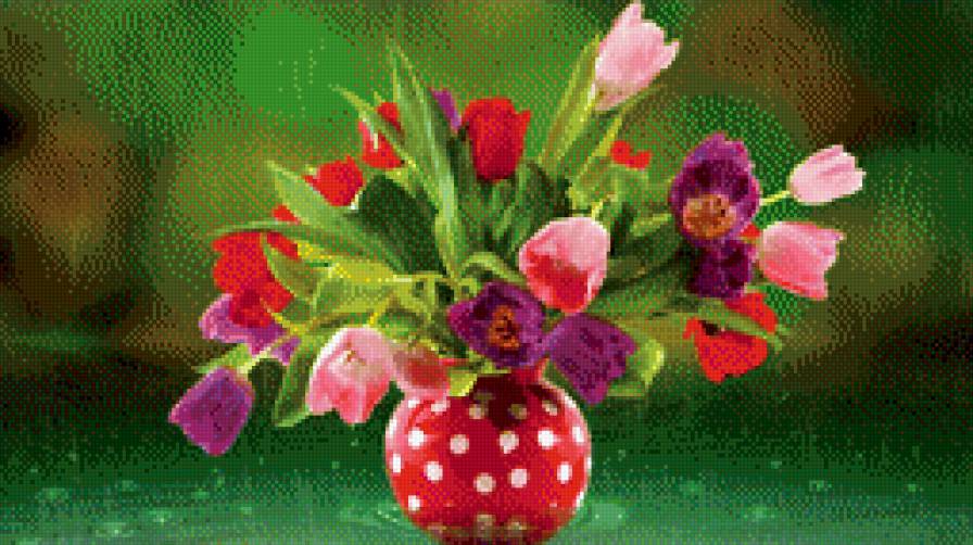 Тюльпаны в вазе - цветы - предпросмотр