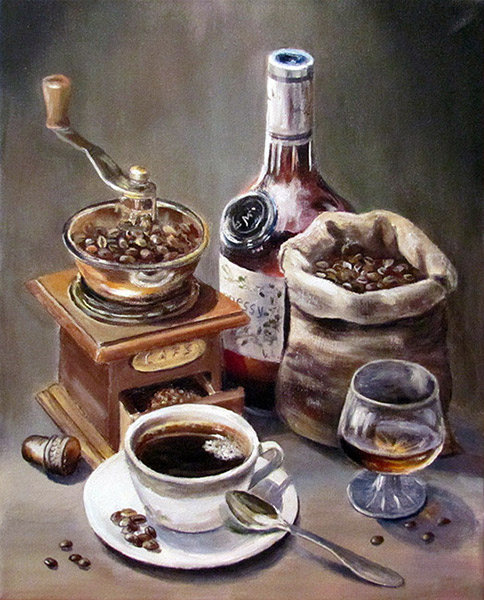 кофе с коньяком - натюрморт, на кухню - оригинал