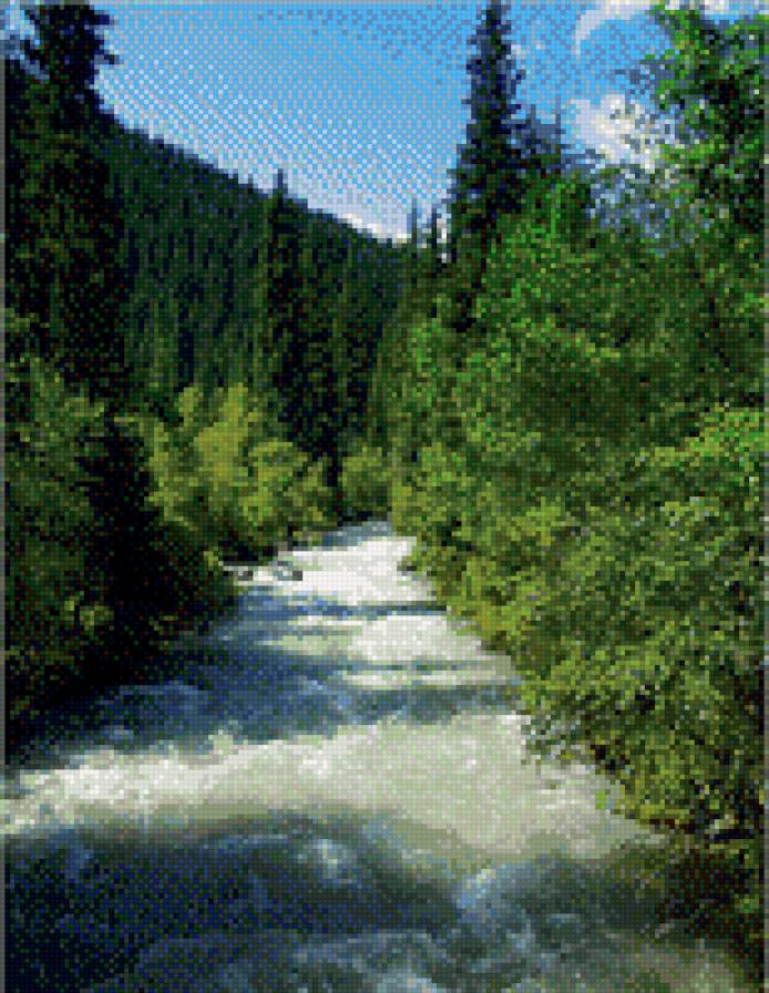 Горная речка - река, горы, пейзаж - предпросмотр