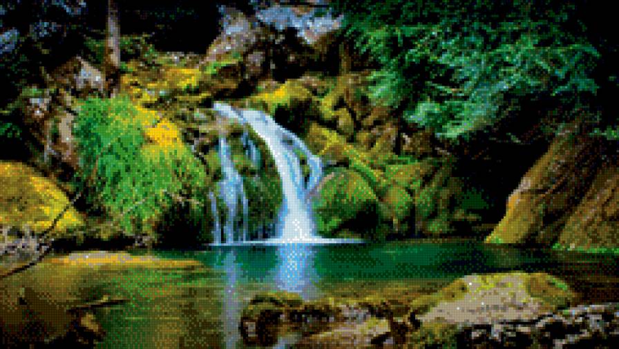 Водопад - зелень, водопад, природа - предпросмотр