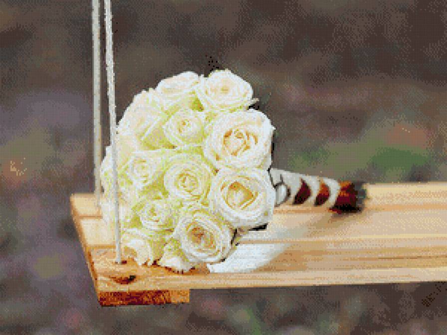Белые розы - букет, цветы - предпросмотр