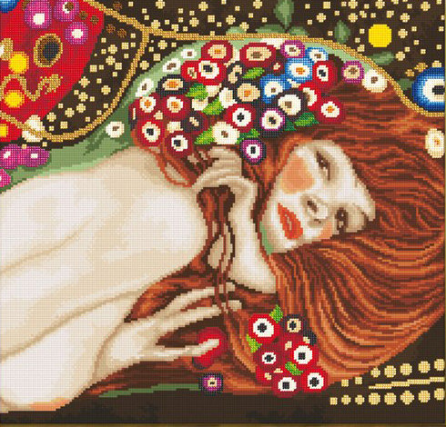 фрагмент3 картины "водяные змеи" по Г.Климту - девушка, картина, климт, абстракция - оригинал