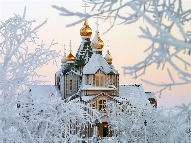церковь - утро, церковь, зима - оригинал