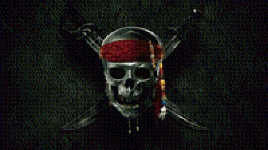 череп-пират - пират, черный фон, череп - предпросмотр