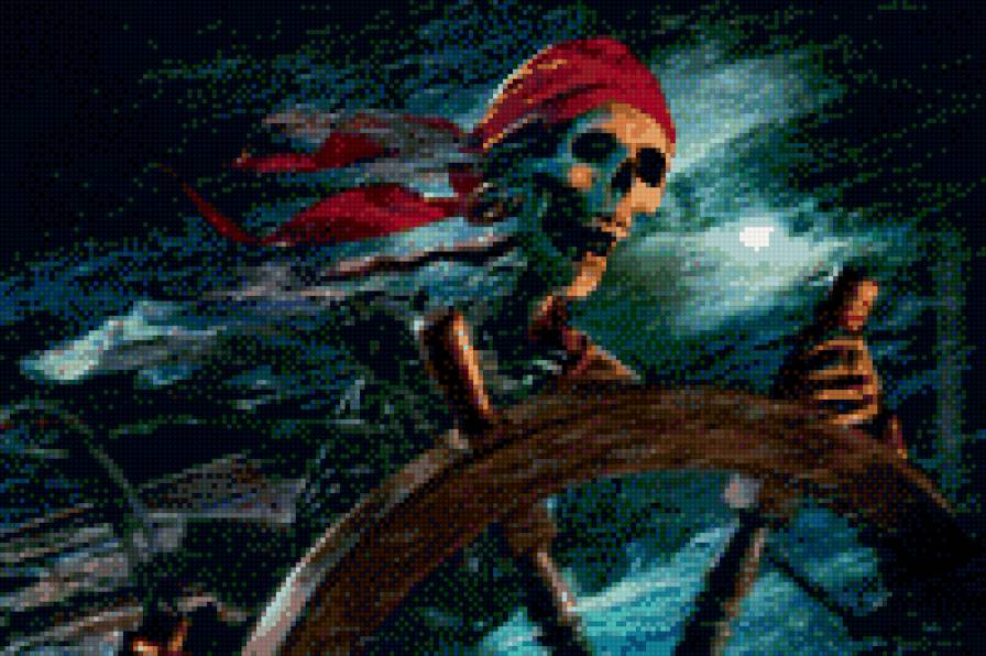 мертвый пират - скелет, море, череп, пират - предпросмотр