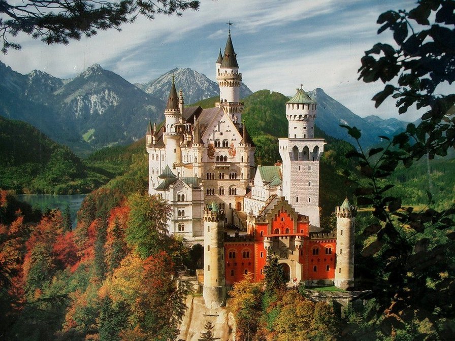 Осенний замок Нойшвайнштайн - пейзаж, замок, природа, осень - оригинал