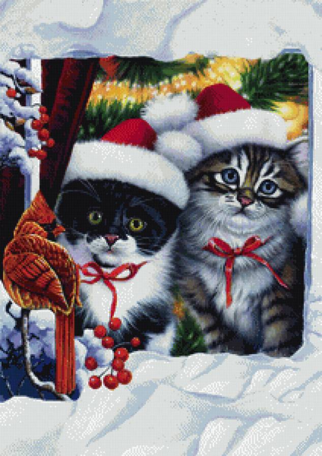 Рождественские котята. - котята - предпросмотр