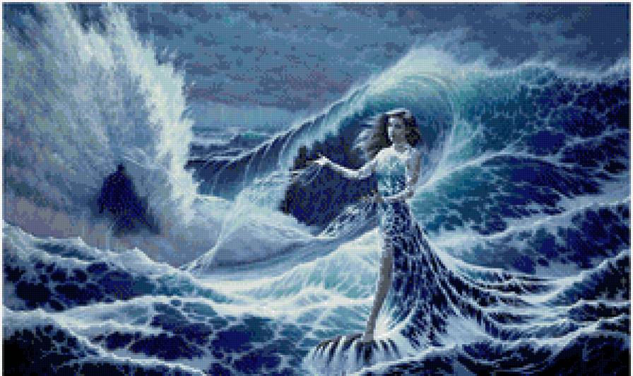 морская стихия - девушка, буря, волны, природа, море, стихия, шторм - предпросмотр