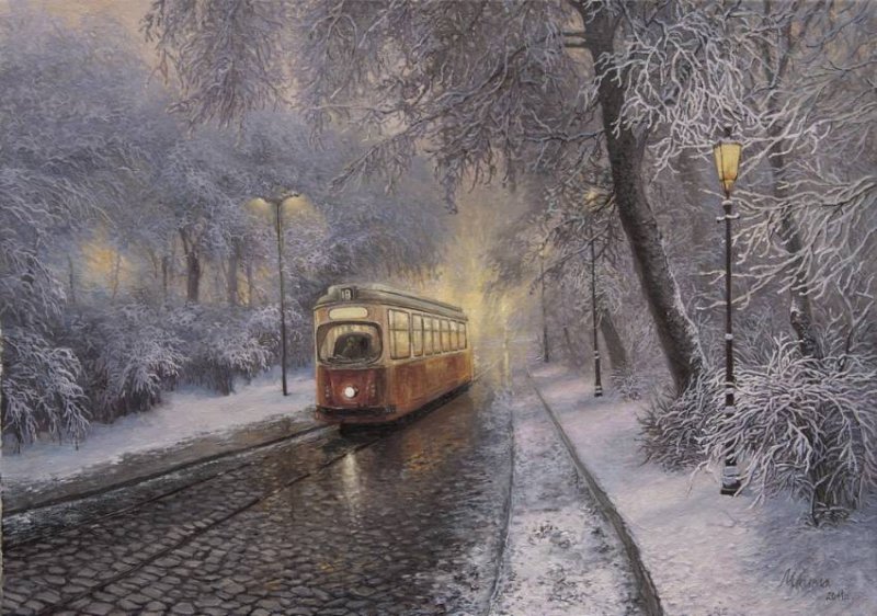 зима в городе - природа пейзаж, зима.город, картина - оригинал