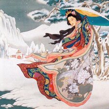 Схема вышивки «Япония, женщина, зима, природа»