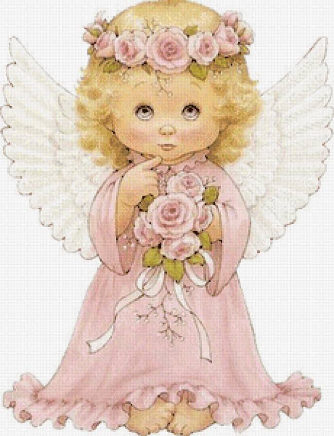 Ангелочек с розами - ангелочки - предпросмотр