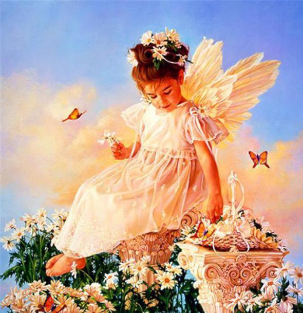 Ангелочек с бабочками - ангелочки - оригинал