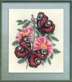 Оригинал схемы вышивки «Бабочки на цветах» (№1101914)