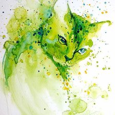 Оригинал схемы вышивки «Зеленый кот» (№1102370)