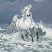 Оригинал схемы вышивки «Лошадь в  море.» (№1102699)