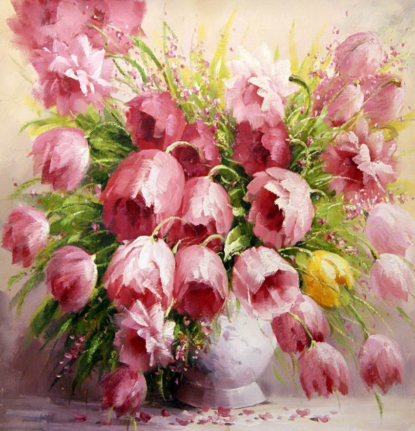 тюльпаны в вазе - тюльпаны, ваза, цветы - оригинал