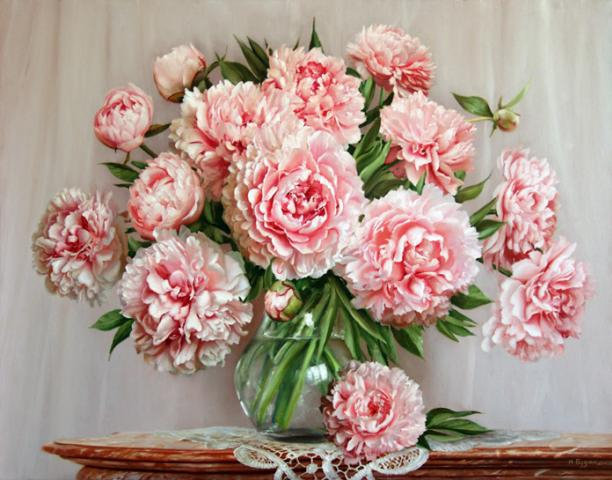 Пионы в вазе-2 - цветы, пионы, натюрморт - оригинал