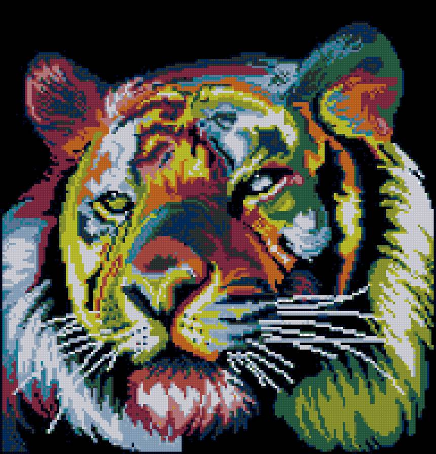 радужный тигр - животные, цветной, лев, радужный - предпросмотр