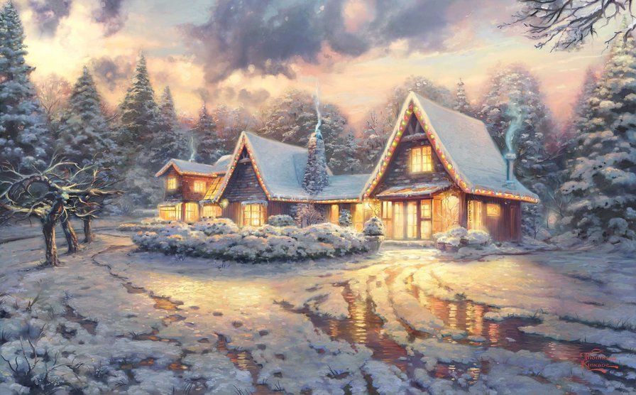 тихое рождество - красота, рождество, дома, волшебство, сказка - оригинал