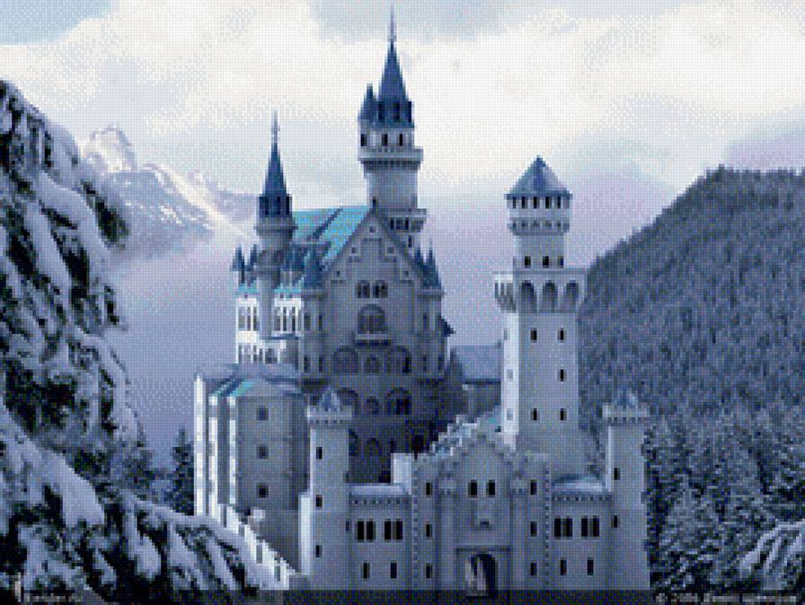 красивый белый замок - зима, природа, замок - предпросмотр