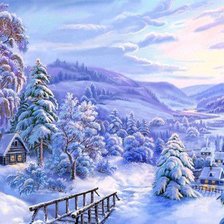 Оригинал схемы вышивки «зима в деревне» (№1115964)
