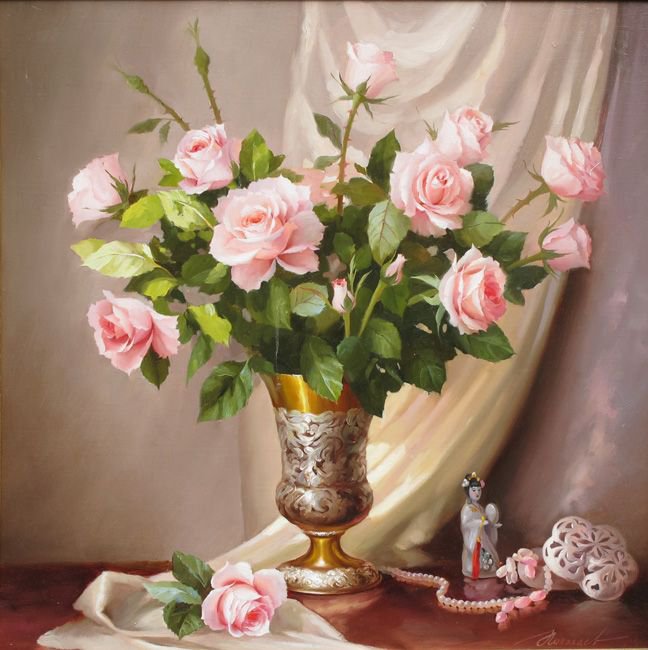 Акварельные розы - цветочный натютморт., розы, цветы - оригинал