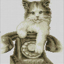 Оригинал схемы вышивки «кот и телефон» (№1119110)