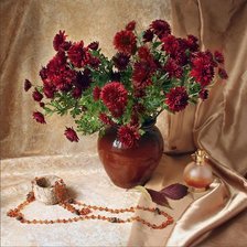 Схема вышивки «бордовые хризантемы»
