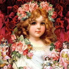 Оригинал схемы вышивки «девочка с розами» (№1121111)
