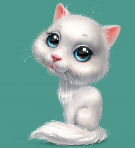 милашка - животные, голубые глаза, белая кошка, кошка - оригинал