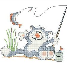 кот на рыбалке