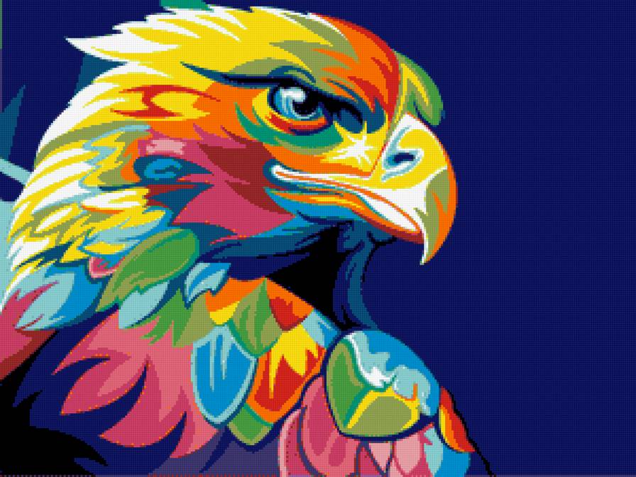 Радужный орел - птицы, орел, фэнтези, цвет - предпросмотр