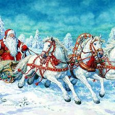 Оригинал схемы вышивки «Дед Мороз на тройке» (№1124755)