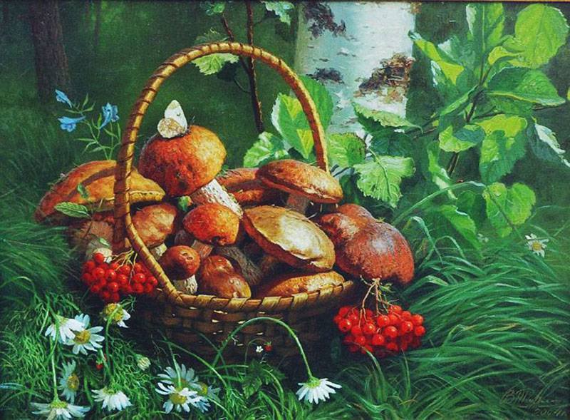 Грибное лукошко - природа, грибы, лес - оригинал