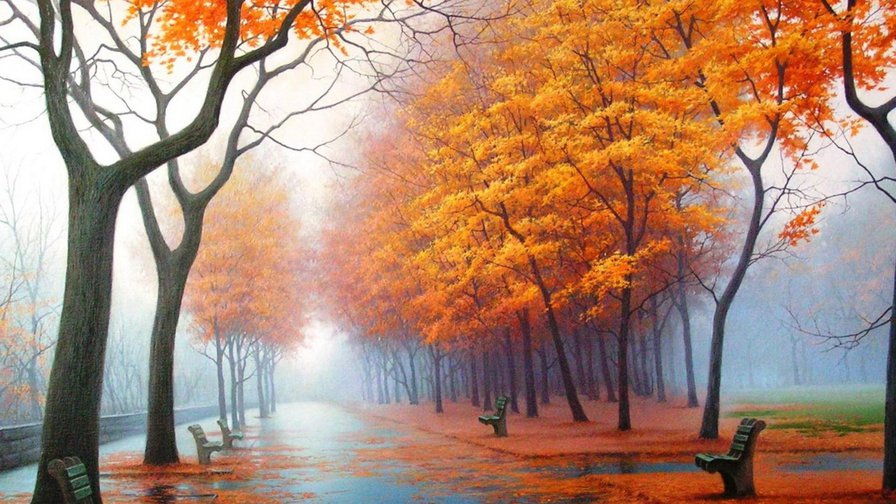 Аллея в осень - осень, природа, парк - оригинал