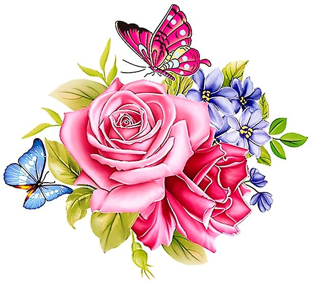 роза нежная - бабочка, розовые цветы, розы, подушка, красные цветы, бабочки - оригинал