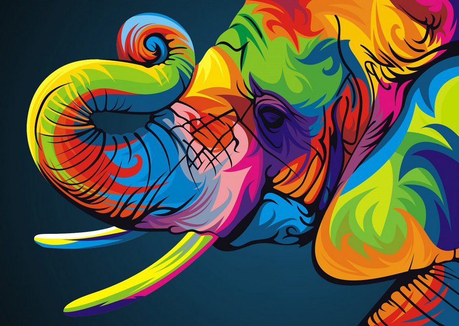 Радужный слон - животные, цвет, слон, радужный - оригинал