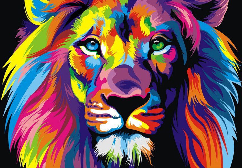 Радужный лев 4 - цвет, животное, лев - оригинал