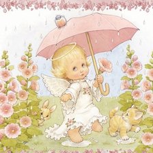 Оригинал схемы вышивки «ангелочек под дождем» (№1130342)