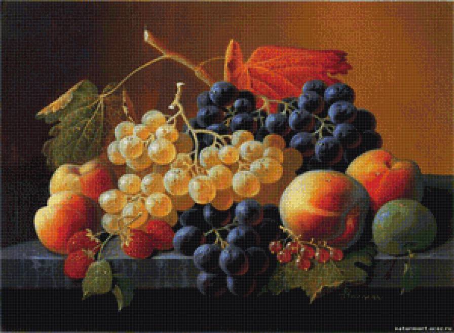 натюрморт с фруктами и виноградом - предпросмотр