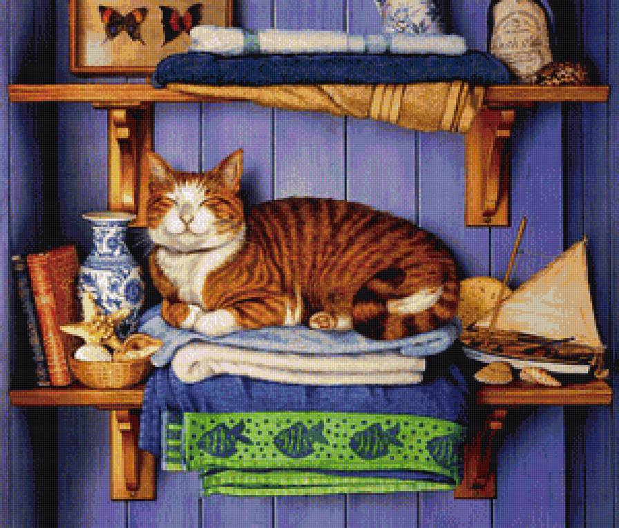 Кот - коты, картина, домашние любимцы, кошка, котенок, животные - предпросмотр