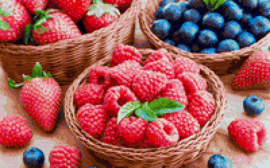 Kорзинка - ягоды, клубника, черника, fresh, малина, berries, еда - предпросмотр