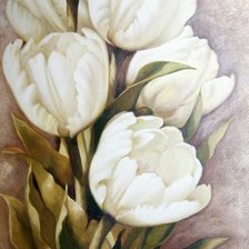 Оригинал схемы вышивки «белые тюльпаны» (№1140460)