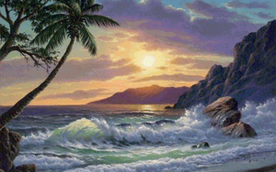 Серия "Морские пейзажи" - пальма, море, волна - предпросмотр