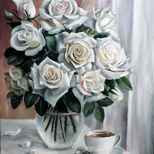 Схема вышивки «Букет из белых роз»